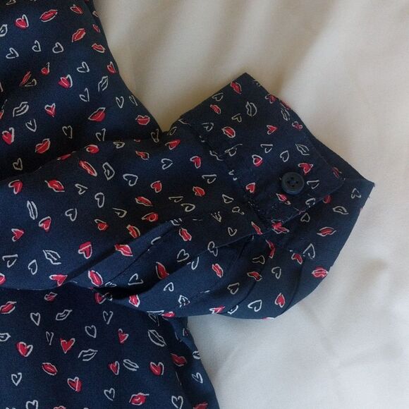 Beach Lunch Lounge Alana Heart and Kiss print button down- long sleeve top - Picture 13 of 14